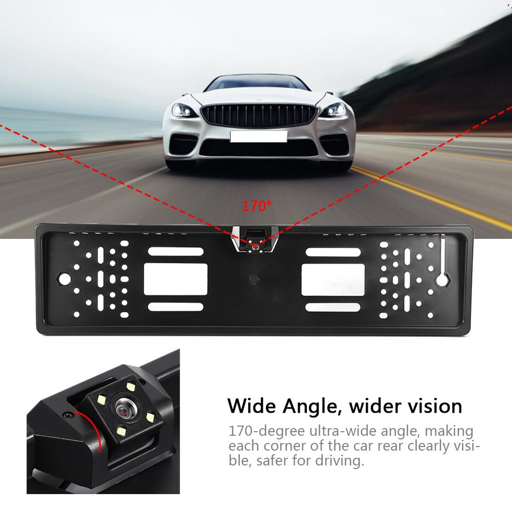 Европейская рамка для номерного знака Светодиодная камера заднего вида Ночное видение с белым светом IP65 ВодонепроницаемаяЧерная