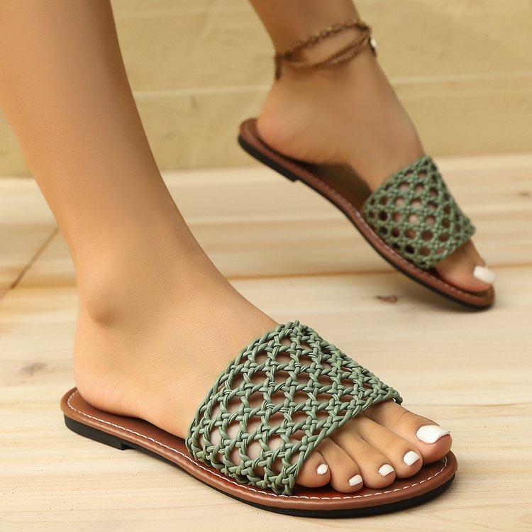 Модная женская обувь на распродаже 2025 Бренд Базовые женские тапочки Уличные тапочки Женские Туфли с квадратным носком на плоской подошве с открытым носком Женские Zapatos