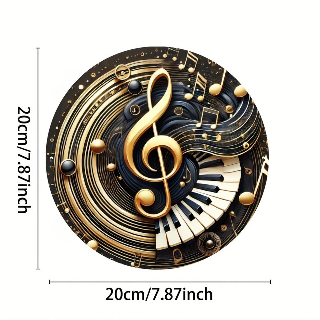 1 шт. Элегантный деревянный венок с музыкальными нотами и клавишами пианино, круглая настенная живопись размером 8x8 дюймов, эстетичный декор для дома и фермы, идеально подходит для крыльца и