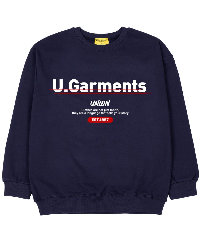UNION GARMENTS Point Logo French Oversized Sweatshirt Navy