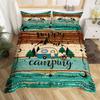 Camping Duvet Cover Lodge Cabin Camp Travel Car Bedding Set,Happy Glamping Trailer Comforter Cover Queen,Vintage Farmhouse Decor