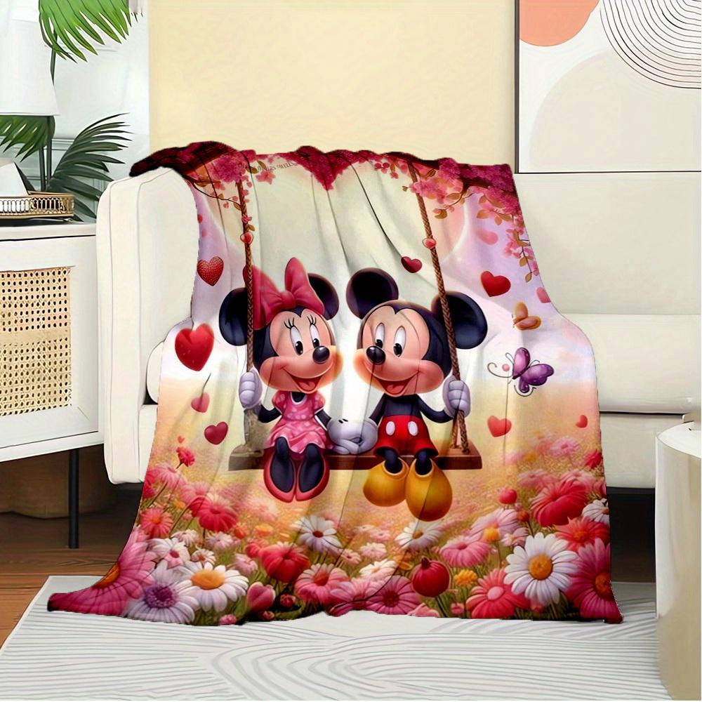1pc Flannel Mickey and Minnie Love Valentine's Day Romantic Bedroom Bed Cover Sofa Blanket Gift Home Decoration