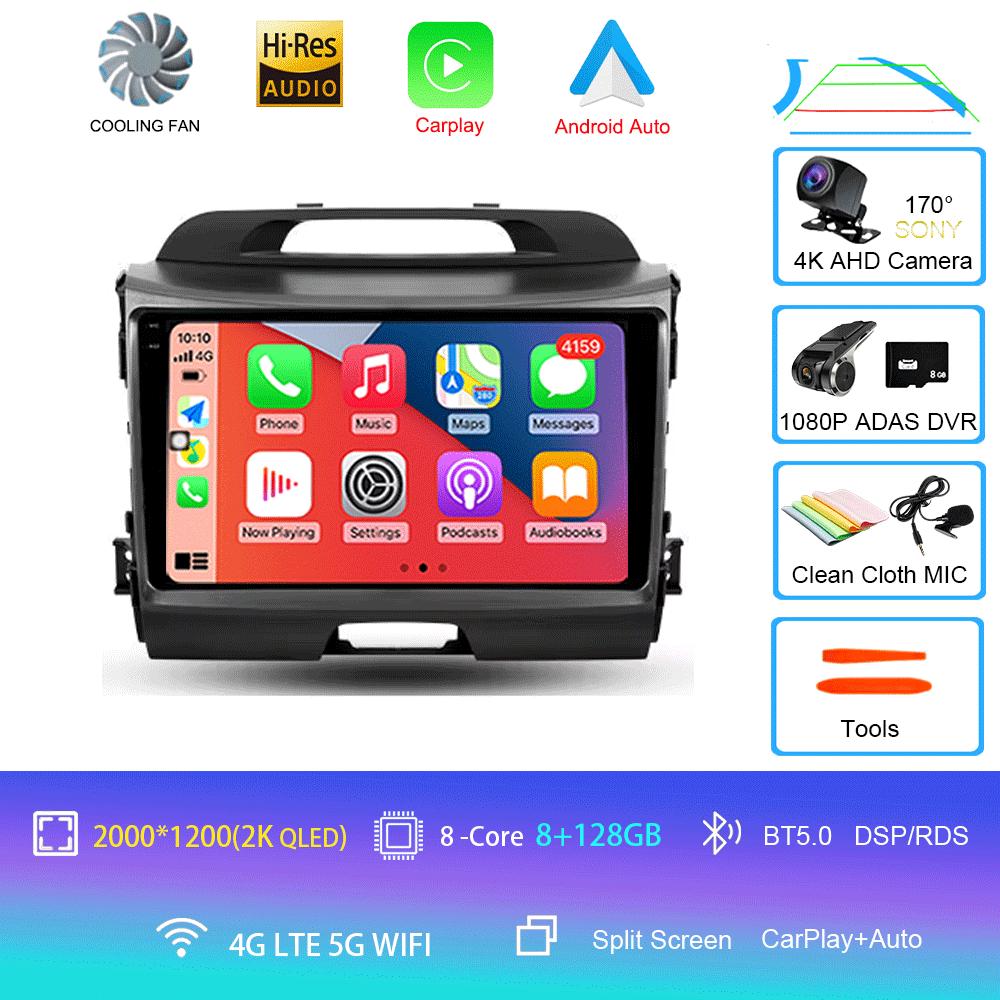 Для KIA Sportage 3 2010-2015 2016 Автомагнитола Android 14 Беспроводной CarPlay Auto 4G+WIFI Мультимедийный Видеоплеер GPS 2din Автомагнитола