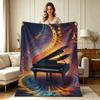 All Season Flannel Blanket with Abstract Piano Music Note Print Soft Warm Throw Blanket for Couch Chair Bedroom Office Home Decor