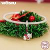WOSTU 925 серебро Рождественская елка автомобильные бусины Лось Снежинка Шарм Снеговик Щенок Кошка Подвеска Подходит DIY Браслет Ожерелье Милый Рождественский Подарок