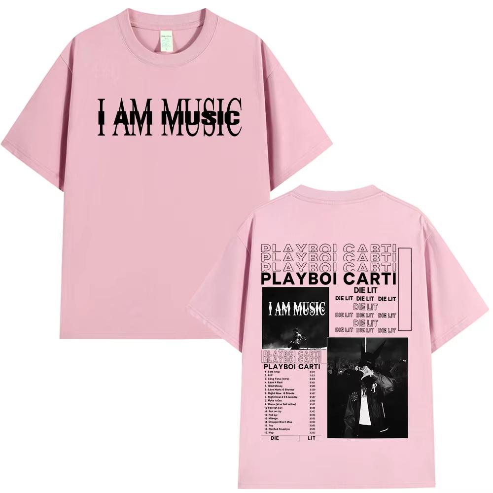 Рэпер Playboi Carti I AM MUSIC графика 100% Хлопок футболка с принтом для фанатов Мужская 2026 Новый Летний Хип-хоп унисекс Короткий рукав подарки