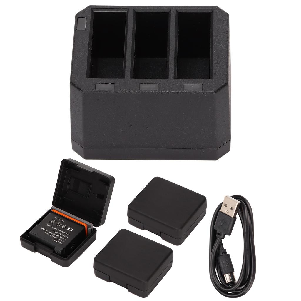 Battery Charger Kit for DJI OSMO Action Camera 3 Pack 1300mAh Batteries and 3 Channel Charger with LED Indicator