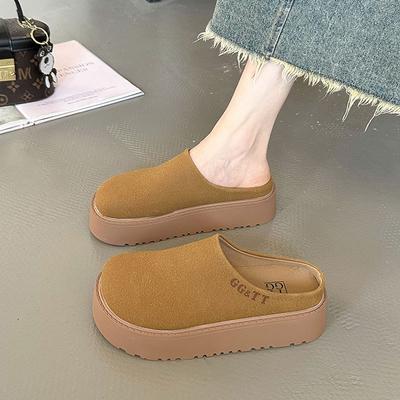 Тапочки женские 2025 новые повседневные универсальные ретро ленивые для улицы на толстой высокой подошве, голова сумки, маффин Мюлер Биркентов