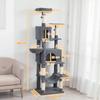 Cat Scratching Tree, Platform, Bed, Caves, Sisal Posts, 60 x 48 x 202 cm, Grey