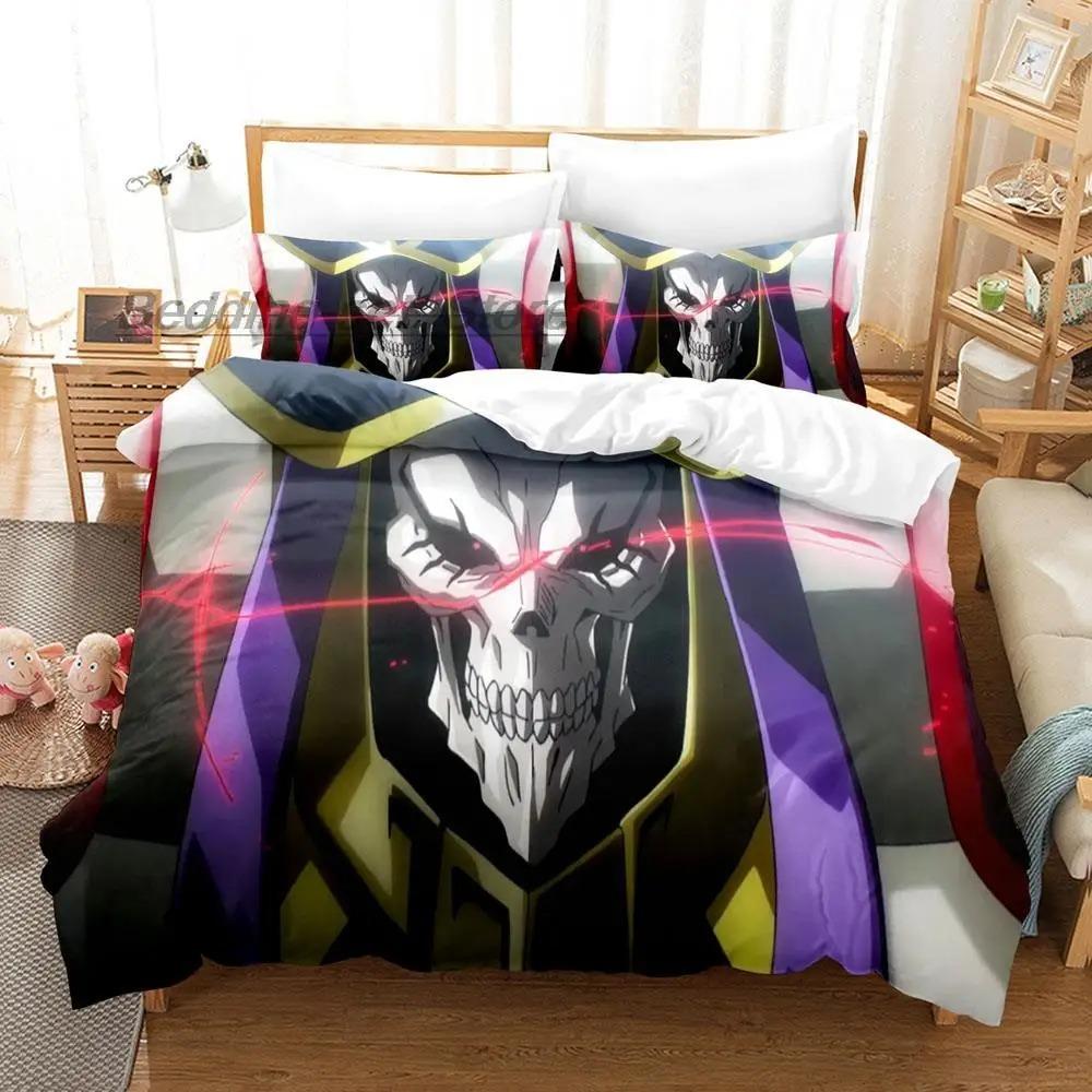Overlord Bedding Collection Single Twin Full Queen King Size Bed Collection Aldult Kid Bedroom Duvetcover Collections 3D Print Skeleton Anime New