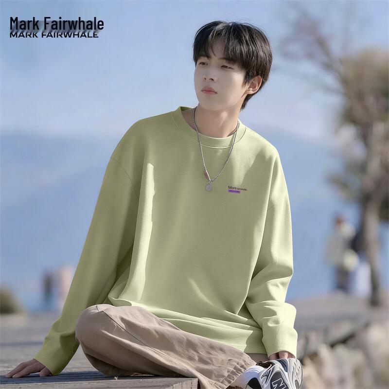 MARK FAIRWHALE Men's Cotton Long Sleeve Crew Neck T-Shirt