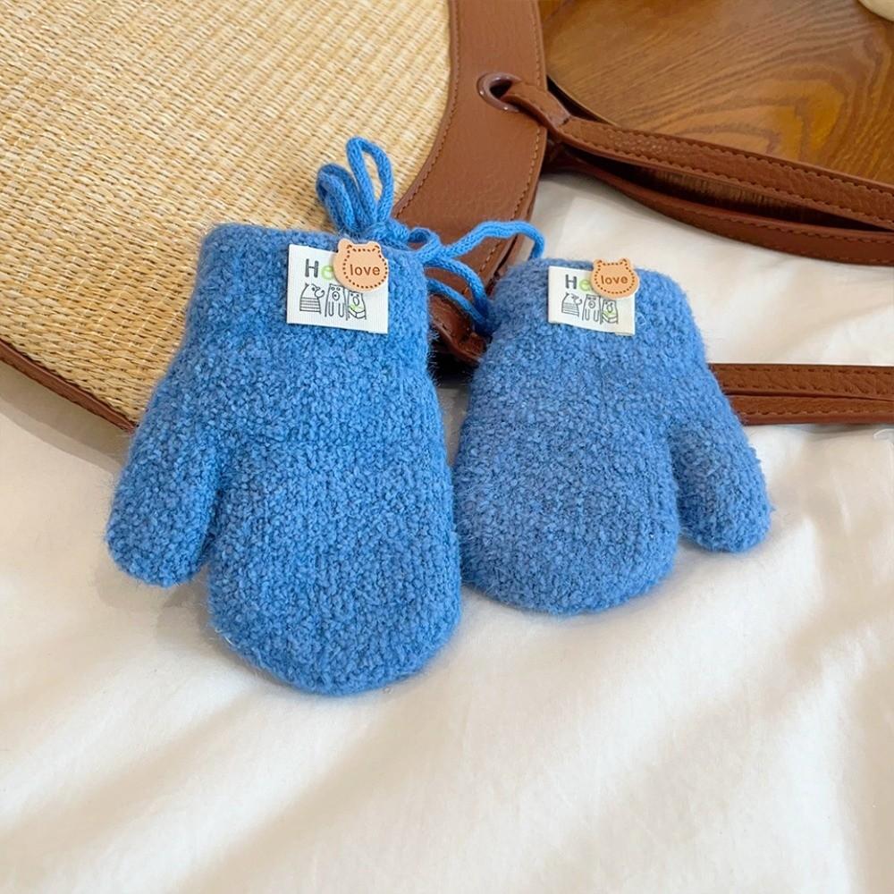 Candy Color Warm Snow Gloves Thick Plush Cold Resistant Gloves Baby Plush Gloves Baby Boys Girls