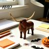 Hand Carved Look Sculpture Vintage Longhorn Bull Sculpture, Rustic Farmhouse Animal Figurine, Western Style Primitive Folk Art Decoration Decorative