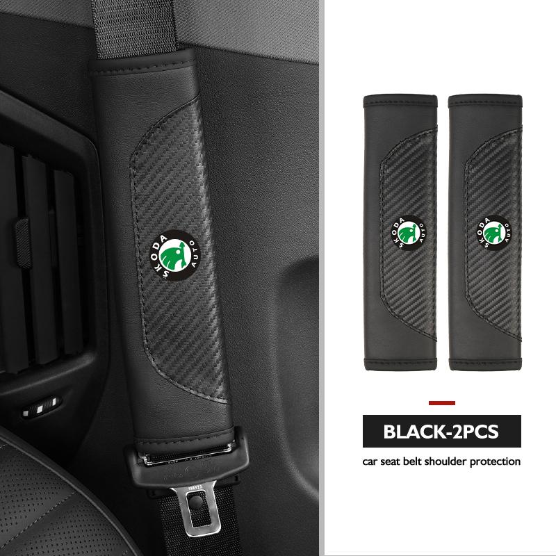 cqmes7 Seat Belt Cover Car Styling Cotton Safety Shoulder Protector Auto Accessories For Skoda Kamiq Karoq Octavia 2 3 Rapid Scala Kami