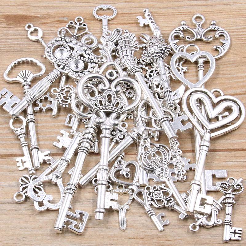10 цветов DIY стимпанк подвески-шармы в виде ключей – случайные 30 г, 50 г, 100 г сплавные ювелирные аксессуары