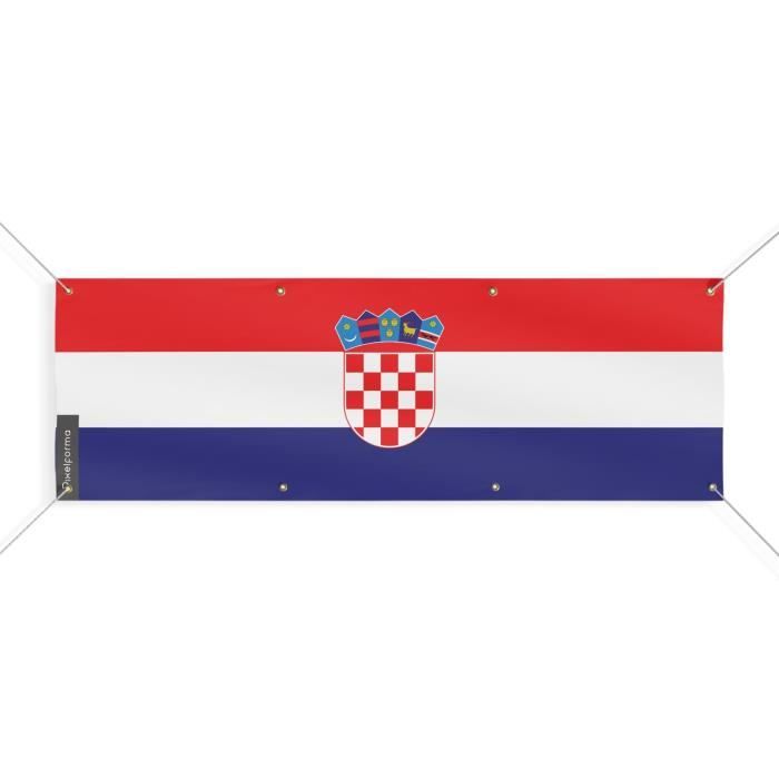 Bannière Drapeau - Croatie - 190x570 Cm - Polyester - 8 Œillets - Impression Numérique