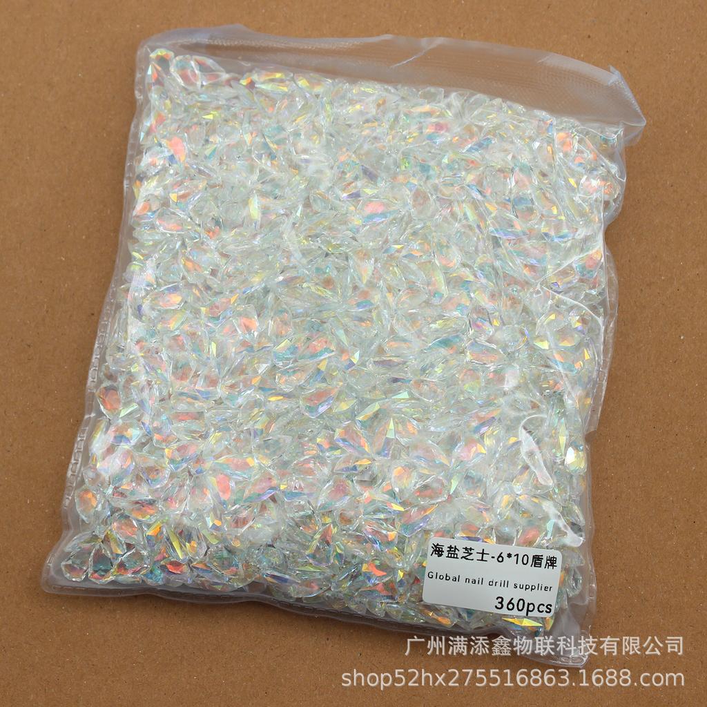 Целая упаковка из 360 кристаллов с острым дном в виде морской соли и сыра, бриллиантов, толстых квадратных, с кривым сердцем, украшений для дизайна ногтей