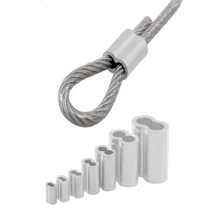 Wire Rope Ferrule M1 M1.2 M1.5 M2 M2.5 M3-M12 Aluminum Ferrules Clamps 8-Shape Double Hole Aluminum Casing Wire Rope Oval Clip