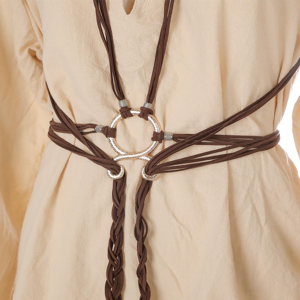 Металлический пояс в скандинавском стиле с длинным узлом из веревки, нерегулярная пряжка на талии, поясная цепочка с крестом тролля, декоративный пояс, шаманский языческий