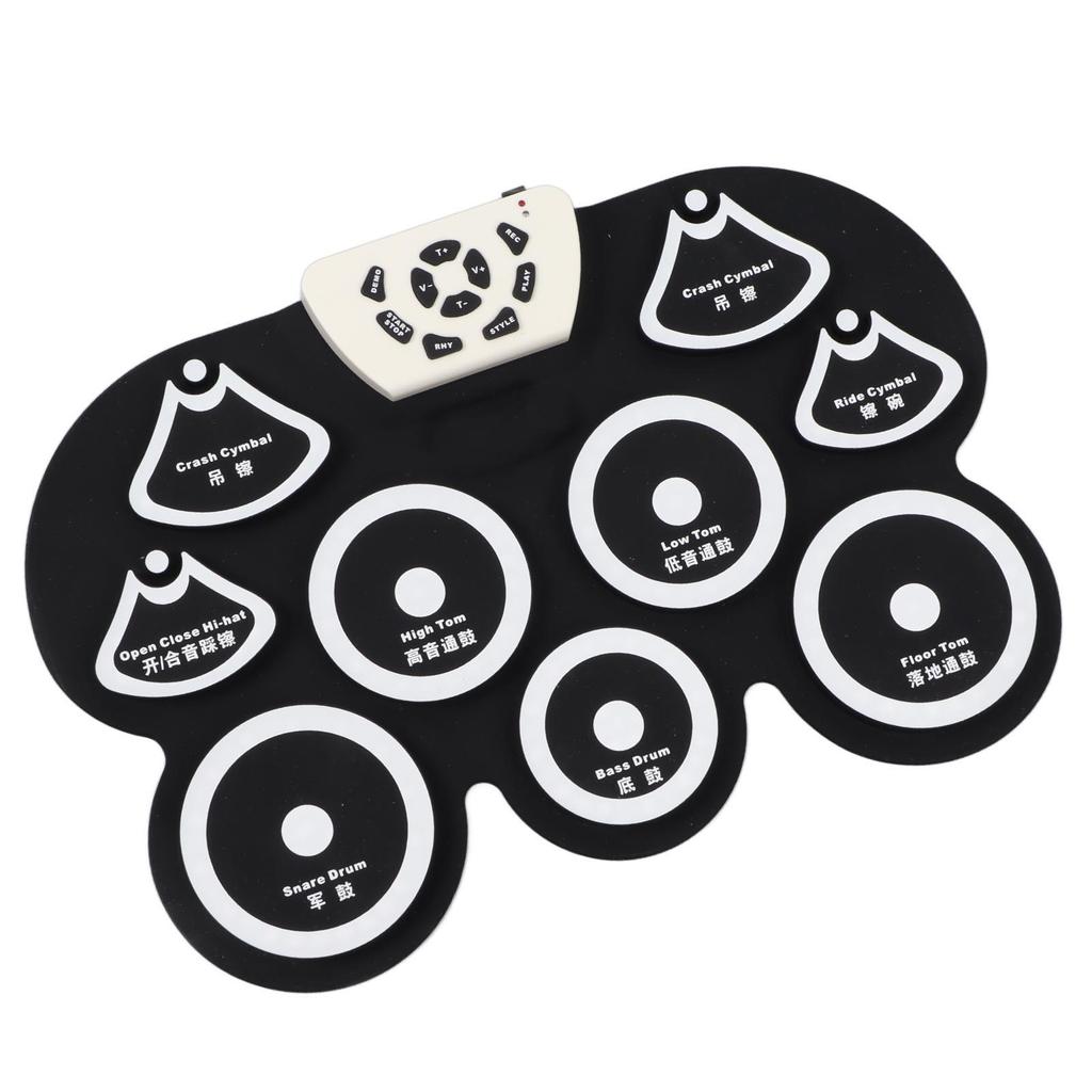 Детская электронная барабанная установка, водонепроницаемый мягкий силиконовый рулонный барабанный коврик с педалью