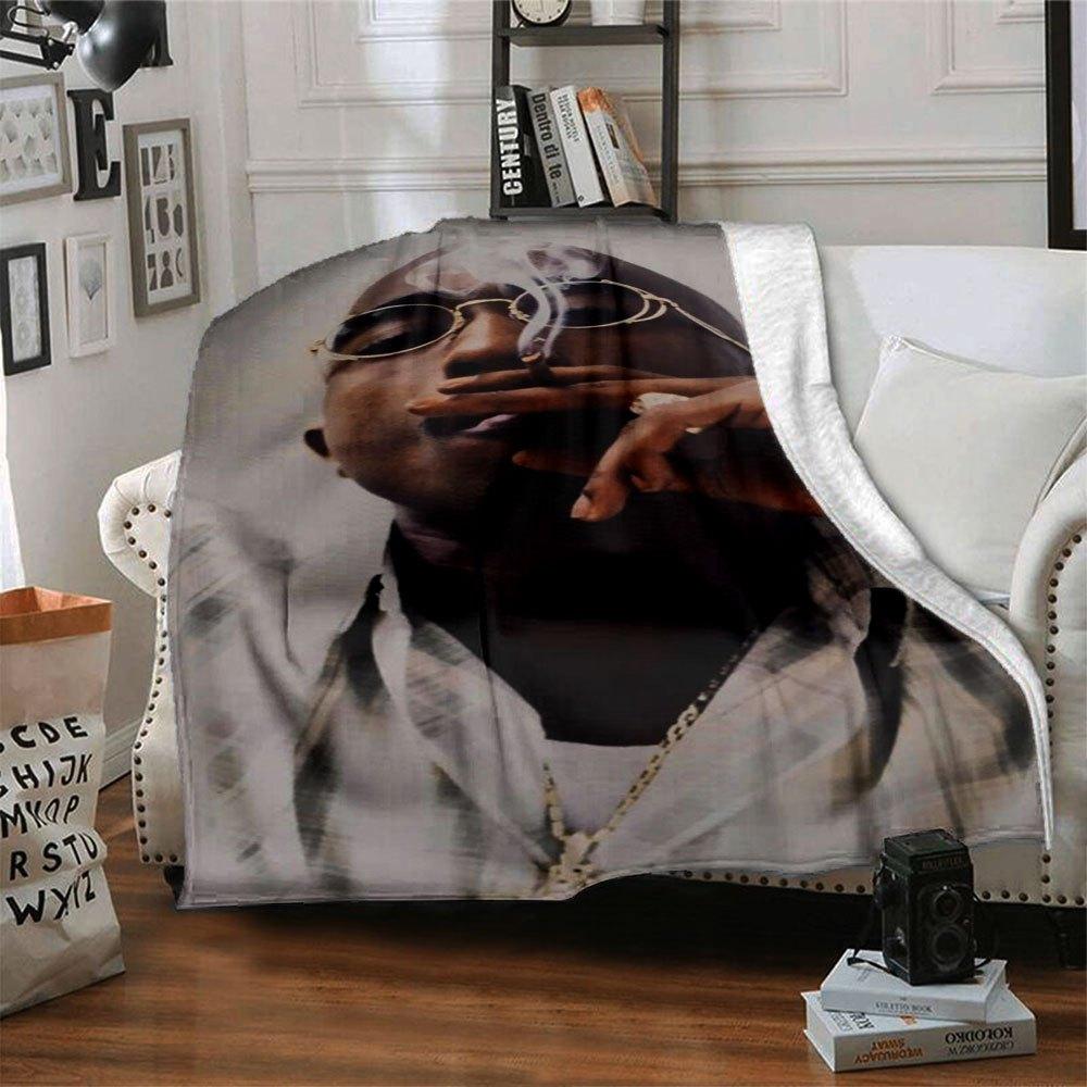 1 шт. Плед в стиле Hip Hop 2Pac, Мягкий, Легкий, Для всех сезонов, Многоцелевой плед для дивана, кровати, офиса и пикников, Французский стиль с культовыми обложками альбомов и цитатами