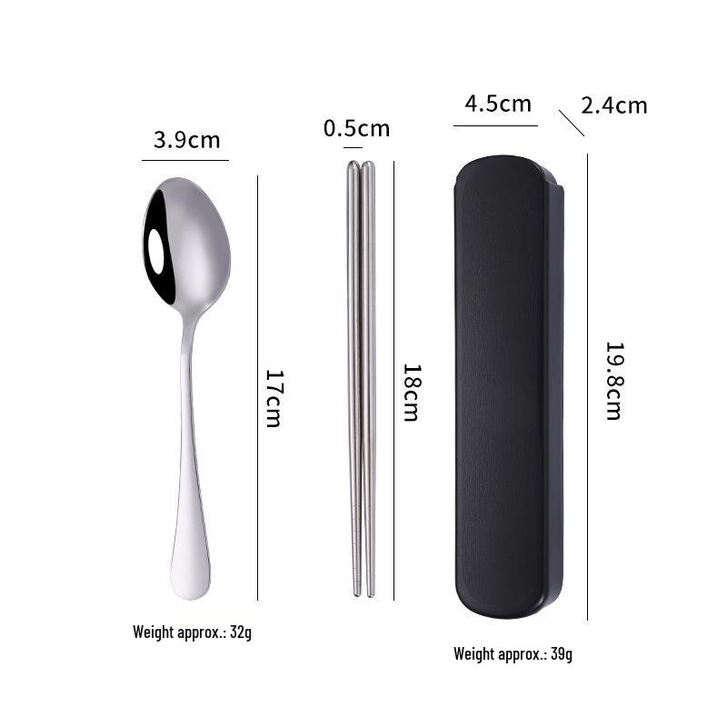 Stainless Steel 3-Piece Portable Cutlery Set with Box - Ideal Student/Child Gift