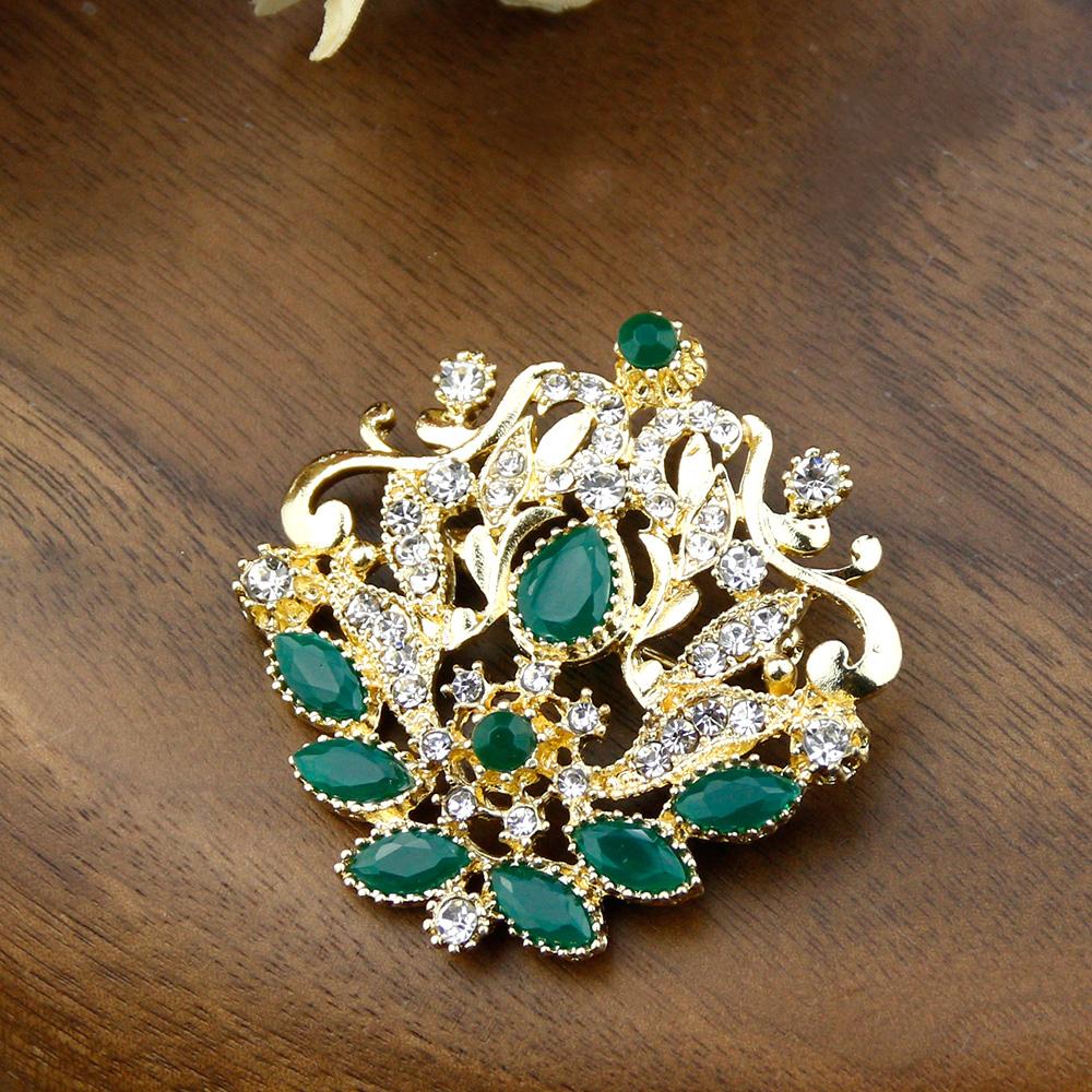 Gold Color Crystal Flower Brooch Wedding Jewelry Women's Brooch Pins Bohemian Bridal Gifts