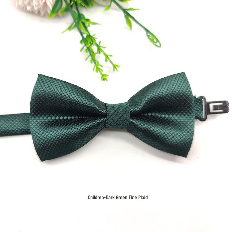Children's Solid Black Plaid Bow Tie - School Uniform & Costume Accessory