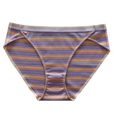 Xl-5XL градиентный спортивный стиль свободного покроя нижнее белье полосатые панталон женские сексуальные трусы с высоким разрезом плюс размер нижнее белье из чистого хлопка с промежностью для женщин