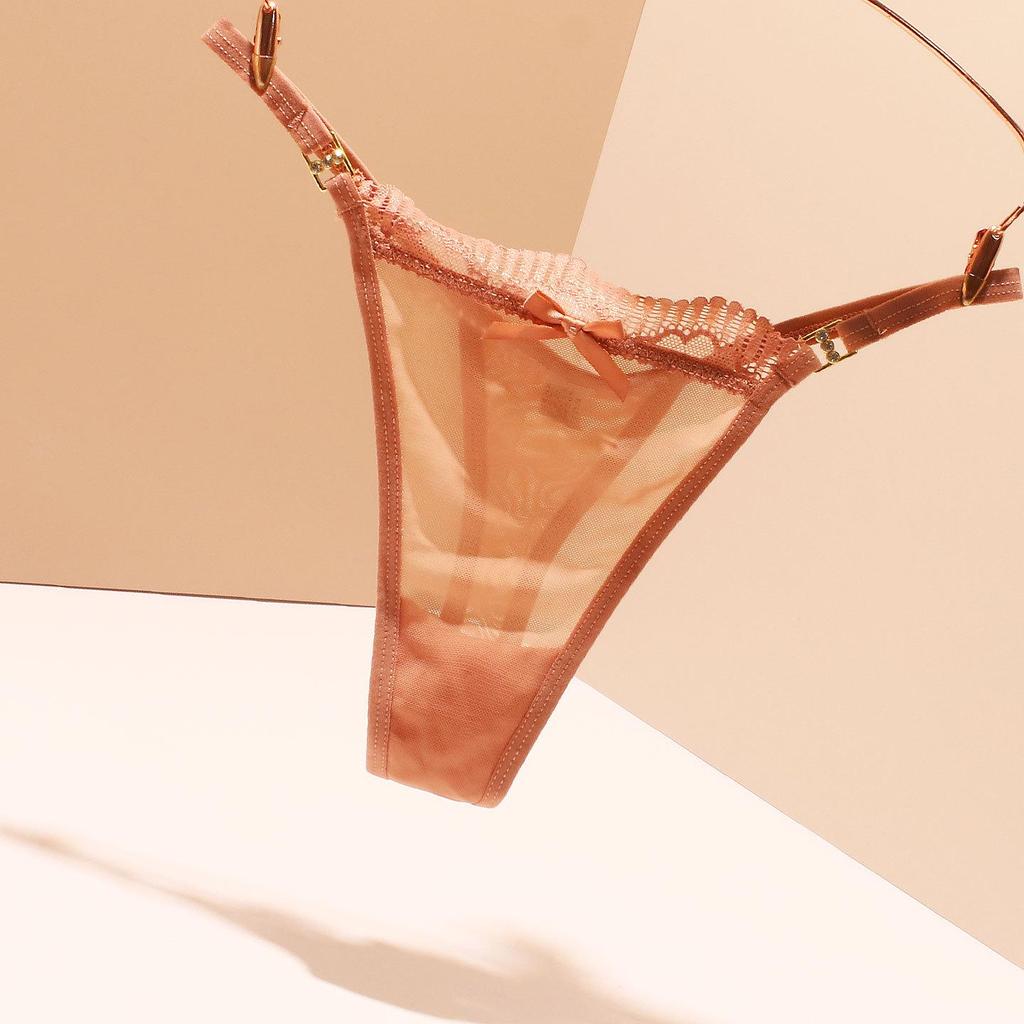 Seamless Diamond Lace Thong with Bow - Women's European & American Style