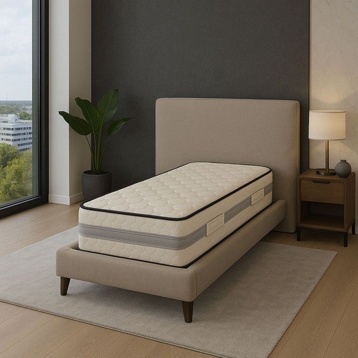 Matelas Mémoire de Forme 60 Kg-m3 + Alèse 70x190 x 23 cm Très Ferme - 7 Zones de Confort - Noyau Poli Lattex HR Dernière Génératio