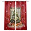 Christmas Tree Gift Fruit Watercolor Snowflake Blackout Curtains For Living Room Bedroom Window Treatment Blinds Kitchen Drapes