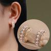 Luxury Exquisite Vintage Golden Rhinestone Imitation Pearl Earrings Women Without Piercing Ear Clips
