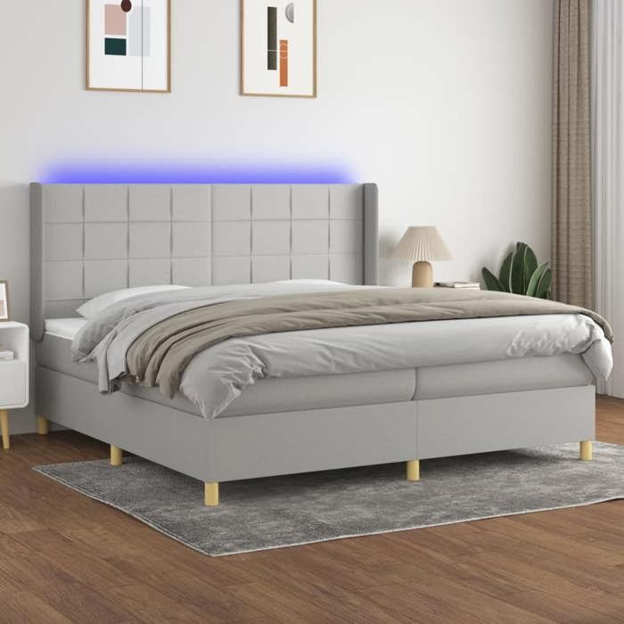 Maison Exclusive - Sommier à lattes de lit matelas LED Gris clair 200x200 cm Tissu