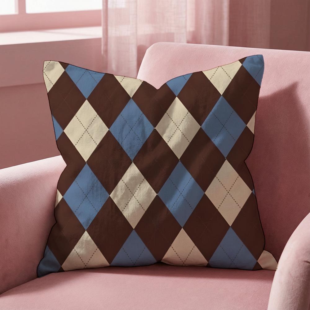 Argyle Texture Cushion Cover MultiScene Pillow Cover for Home Car Reversible Soft Durable for Daily Use