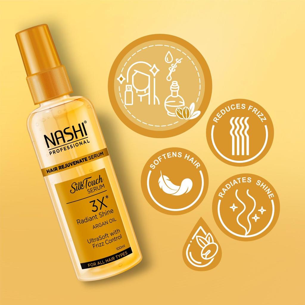 Nashi Professional Сыворотка для омоложения волос 100 мл с аргановым маслом для контроля пушистости, гладкие шелковистые волосы