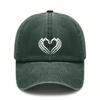 [Skeleton Heart Baseball Cap] Unisex Vintage Washed Print Polyester Adjustable Breathable Casual Streetwear Daily Wear Baseball Hat - Dad Cap