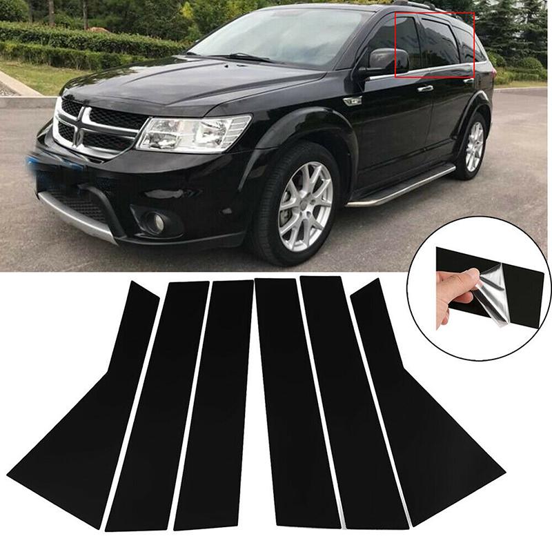 Car Door Window Decorative Trim Pillar Post Cover Glossy Piano Black for Dodge Journey 2009-2020