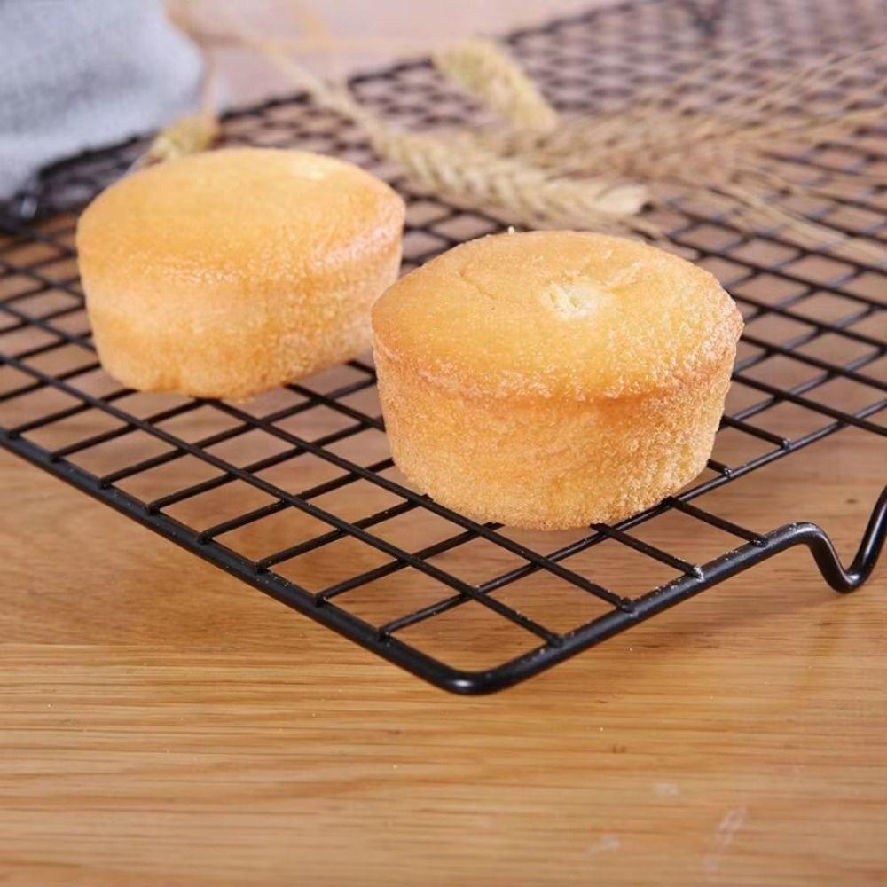 4Pcs Non-stick BBQ Grill Net Black Bread Cooling Rack Cake Cooler Drying Stand  Cooling Grid Tools