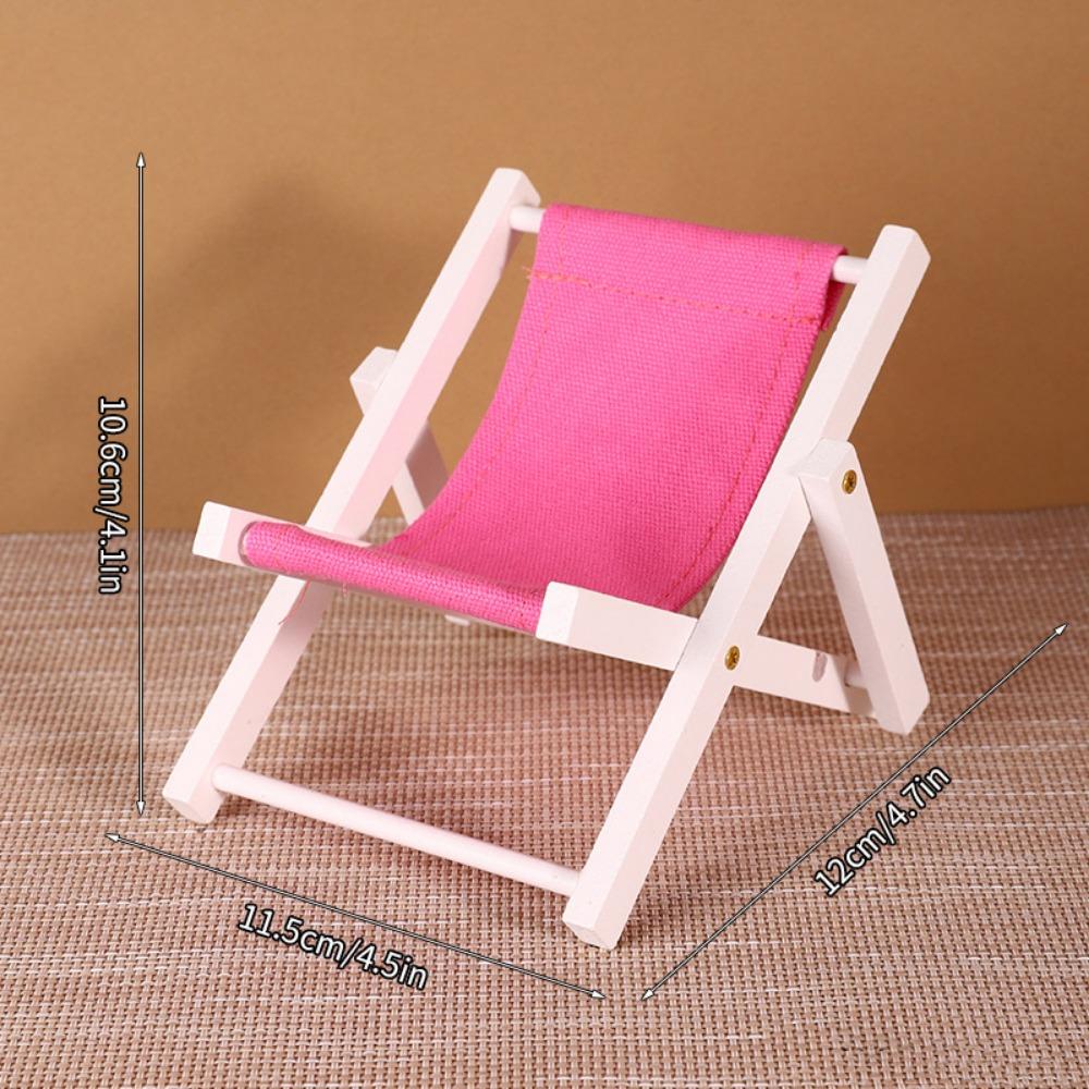 Multicolors Foldable Beach Chair Model Wooden Outdoor Casual Reclining Chair For 10cm Cotton Doll