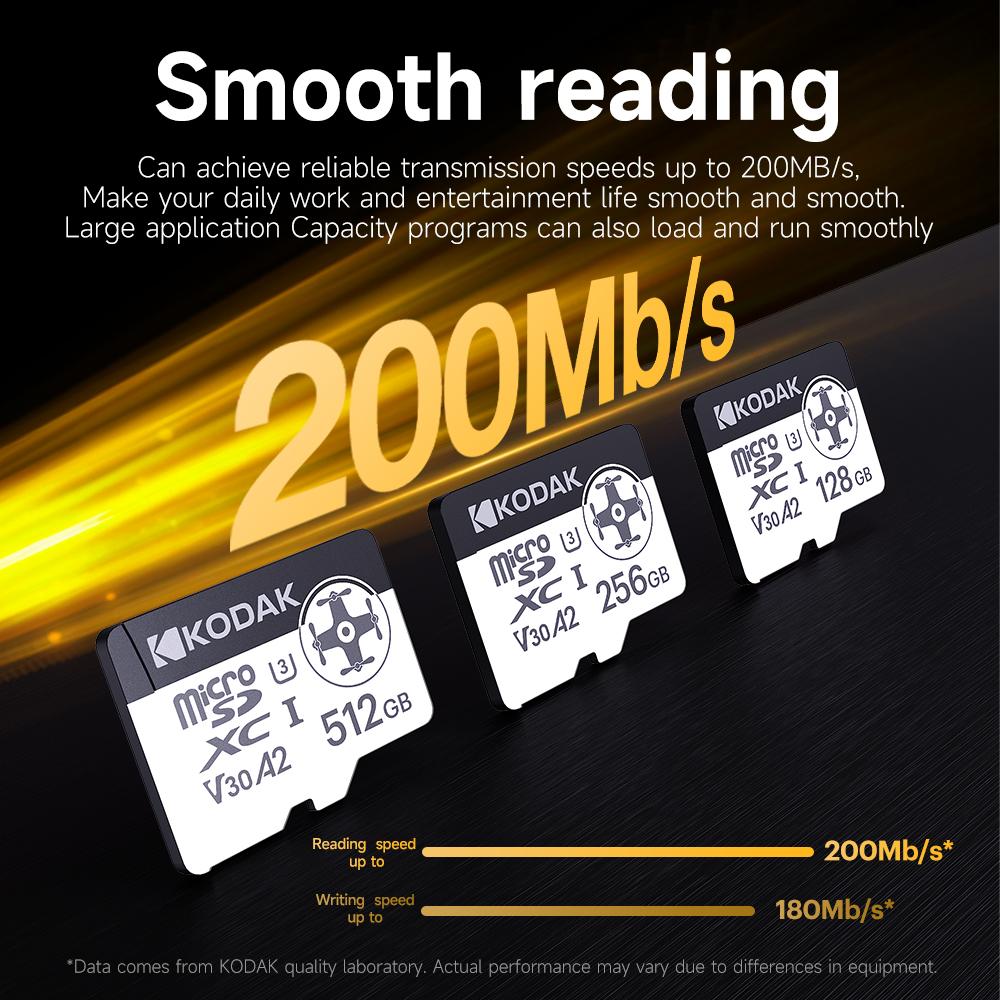 Kodak Ультра Micro SD-карта, совместимая с дроном DJI A2, U3, высокая скорость до 200 МБ/с, карта памяти для дрона GoPRO DJI