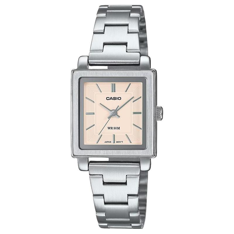 Casio LTP-E176 серия простые и универсальные водонепроницаемые кварцевые женские часы с стальным ремешком, розовый циферблат LTP-E176D-4AV