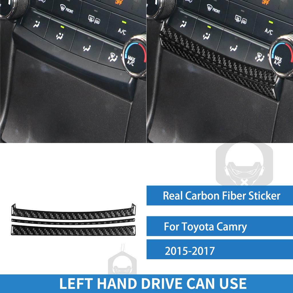 Для Toyota Camry 2015 2016 2017 Панель приборов Панель управления кондиционером Накладка-полоска Накладка из настоящего углеродного волокна Наклейки Аксессуары для интерьера автомобиля