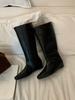 MUMIXI European and American style square head high boots increase height and thinness in summer versatile knight boots but knee fashion boots
