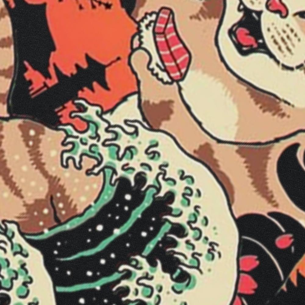 Забавные футболки с графикой кота, поедающего суши, для мужчин и женщин, из чистого хлопка, юмористические, уличная одежда, футболка с коротким рукавом, унисекс, свободная одежда