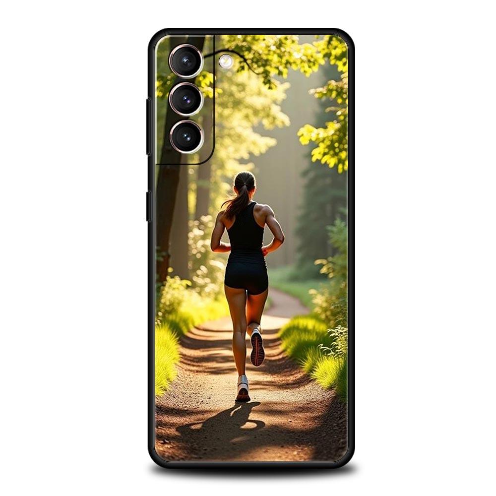 Чехол для телефона Samsung Galaxy S25 Edge S24 S23 S22 S21 Ultra S20 FE 5G S10 S10E S9 Plus Мягкая ТПУ крышка Бег марафон Бег