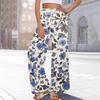 Women's Printed Wide Leg Pants With Pockets High Waist Drawstring Loose Casual Pants