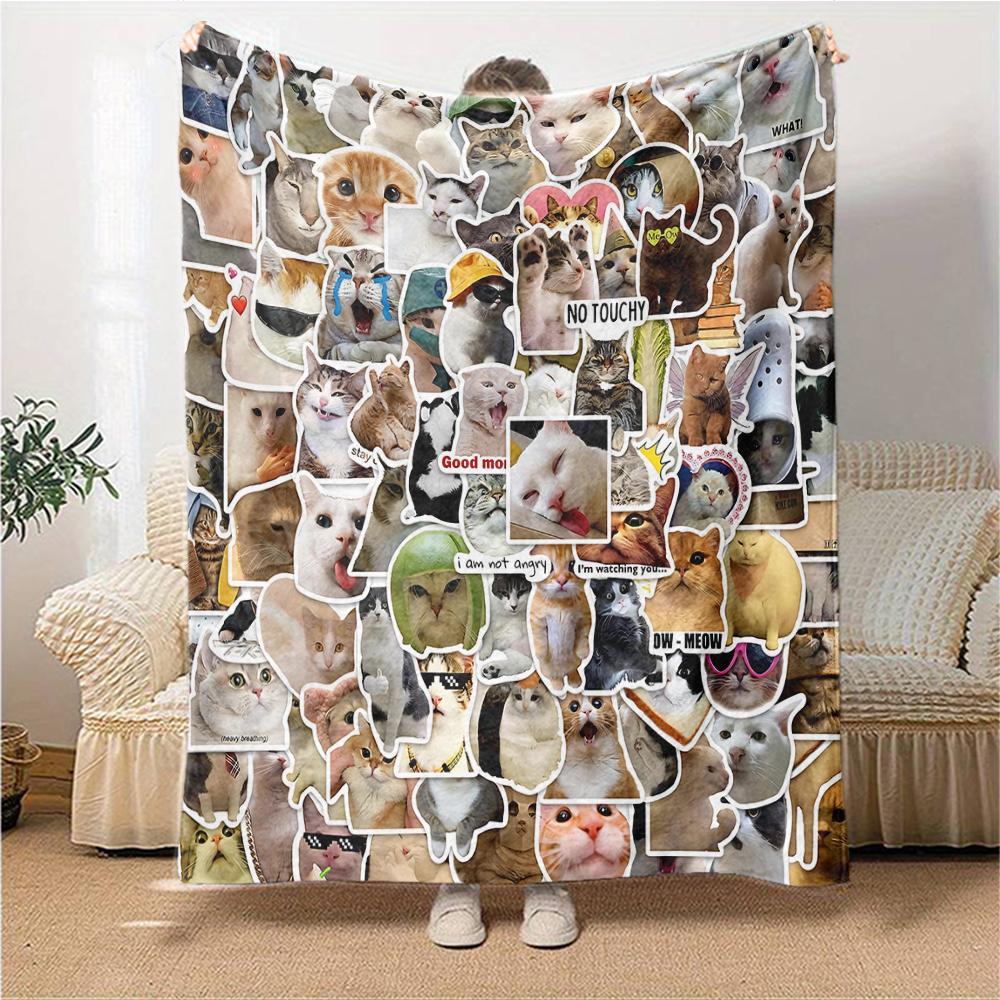Cats Various Poses Blanket Soft Throw Blanket For Home Bedroom Bed Sofa Travel Office Solid Christmas Blanket