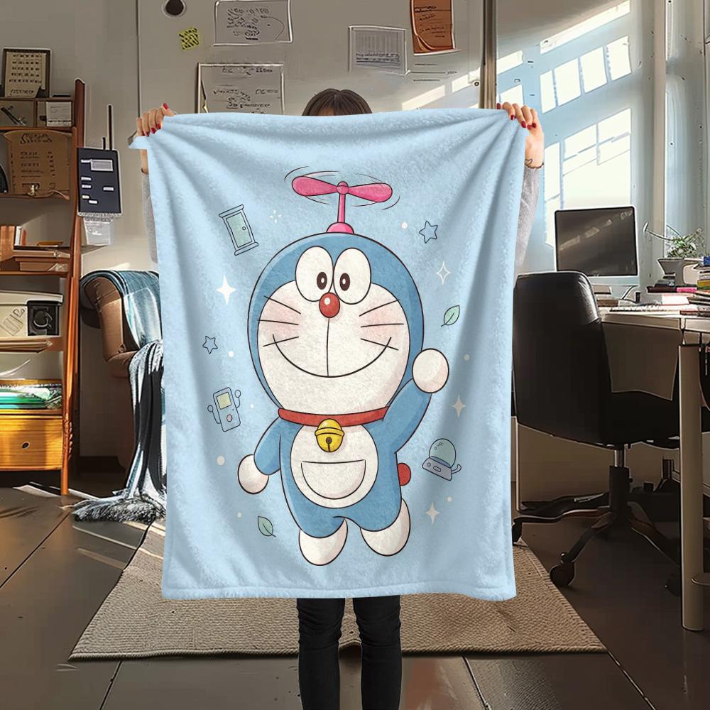 Doraemon3 Flannel Blanket, High quality Comfortable for All Seasons, Home Decor, Warmth and Comfort