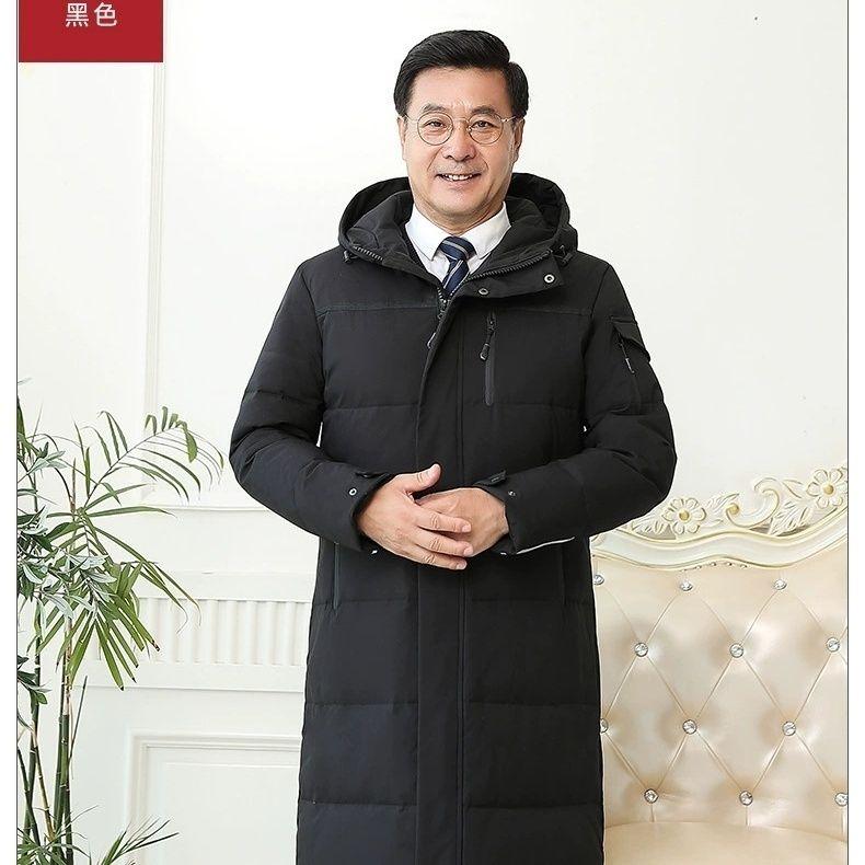 Мужская куртка-пуховик для людей среднего и пожилого возраста, толстое длинное теплое зимнее пальто средней длины